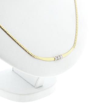 Gouden collier met vaste hanger en diamant; 0,21 ct., Sieraden, Tassen en Uiterlijk, Gebruikt, Ophalen of Verzenden, Met edelsteen
