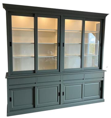 Buffetkast Engels groen Obdam 260 x 240cm led verlichting, Ophalen of Verzenden, Nieuw