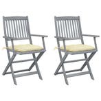 vidaXL Tuinstoelen 2 st inklapbaar met kussens massief, Verzenden, Nieuw, Hout