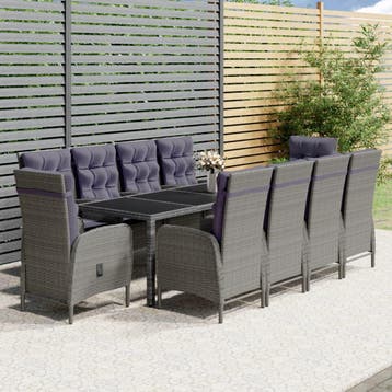 vidaXL 11-delige Tuinset poly rattan grijs, Tuin en Terras, Verzenden, Nieuw, Meer dan 8 zitplaatsen, Tuinset