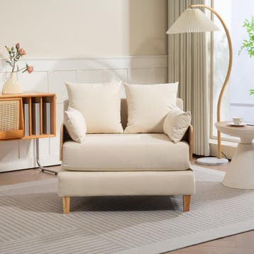 Slaapbank Seinlus 1-zits 81x88x68 cm beige [en.casa], Verzenden, Nieuw