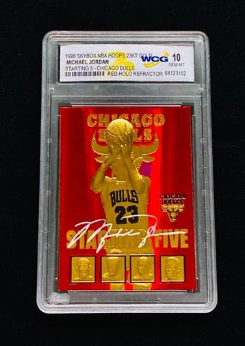 1996 Skybox Michael Jordan Red Holo Refractor - Signature, Nieuw