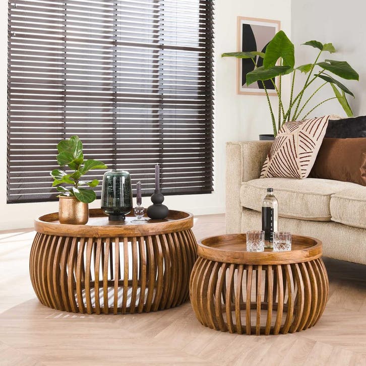 *WOONWINKEL* Salontafel Set Van 2 Mangohout, Huis en Inrichting, Tafels | Salontafels, Nieuw, Verzenden