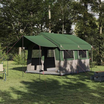 vidaXL Familietent voor 4 Personen 4-persoons Groen en Wit, Verzenden, Nieuw, Tot en met 2