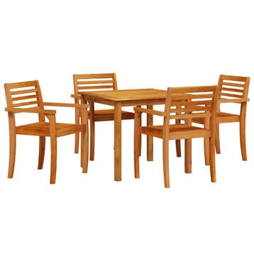 vidaXL Tuin eettafelset 5 st Bruin Massief Acaciahout, Verzenden, Nieuw, 5 zitplaatsen