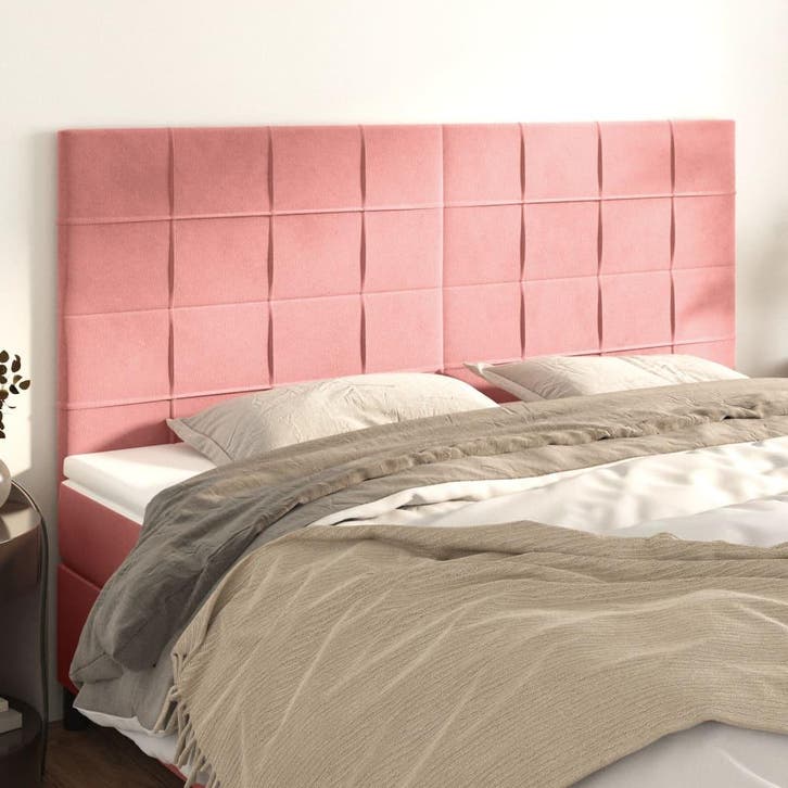 vidaXL Hoofdbord roze 180x5x118/128 cm fluweel, Huis en Inrichting, Slaapkamer | Bedden, Nieuw, Stof, Verzenden