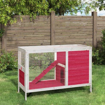 vidaXL Konijnenhok 103x44x69,5 cm massief grenenhout rood, Dieren en Toebehoren, Knaagdieren en Konijnen | Hokken en Kooien, Verzenden
