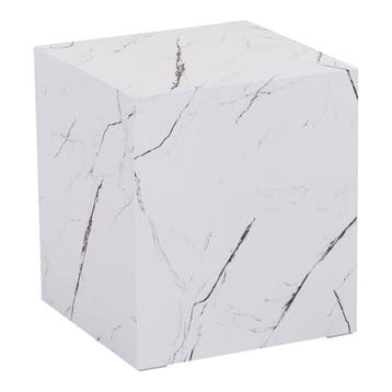 Bijzettafel Ellelu rechthoekig 45x40x40 cm marmerlook wit [e, Verzenden, Nieuw