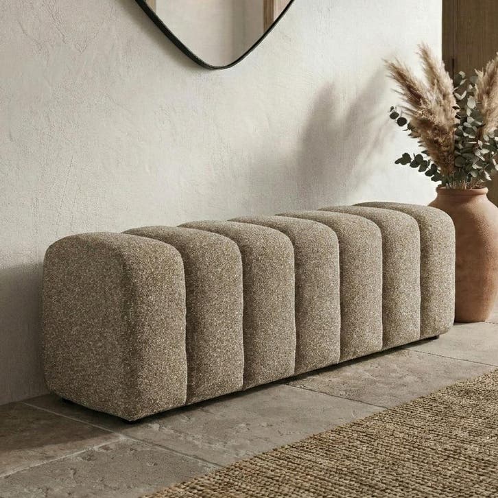 *WOONWINKEL* Bankje Taupe Stof 140 Cm, Huis en Inrichting, Banken | Bankstellen, Nieuw, Stof, Verzenden