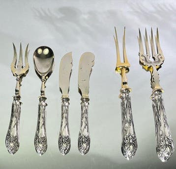 Serveergerei (6) - .800 zilver - 1850-1900 - Jugendstil
