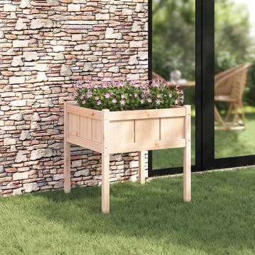 vidaXL Plantenbak Natuur 70 x 70 x 70 cm Massief grenenhout, Verzenden, Nieuw, 60 tot 100 cm, 60 cm of meer