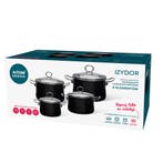 Altom Design Izydor 8 Delige Emaille Pannenset Retro zwart -, Huis en Inrichting, Keuken | Potten en Pannen, Ophalen of Verzenden