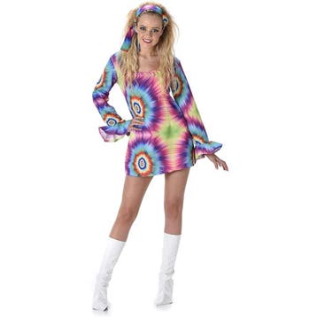 Retro Hippie Jurk Dames – 2-delig met - Maat, Kleding | Dames, Carnavalskleding en Feestkleding, Ophalen of Verzenden, Nieuw