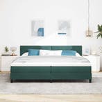 vidaXL Boxspringbed met matras Donkergroen 200 x 200 cm, Huis en Inrichting, Slaapkamer | Bedden, Verzenden, Nieuw, Groen, Stof