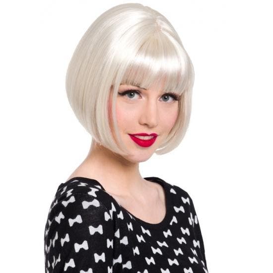 Luxe platinum blonde boblijn damespruik - Damespruiken, Hobby en Vrije tijd, Feestartikelen, Verzenden