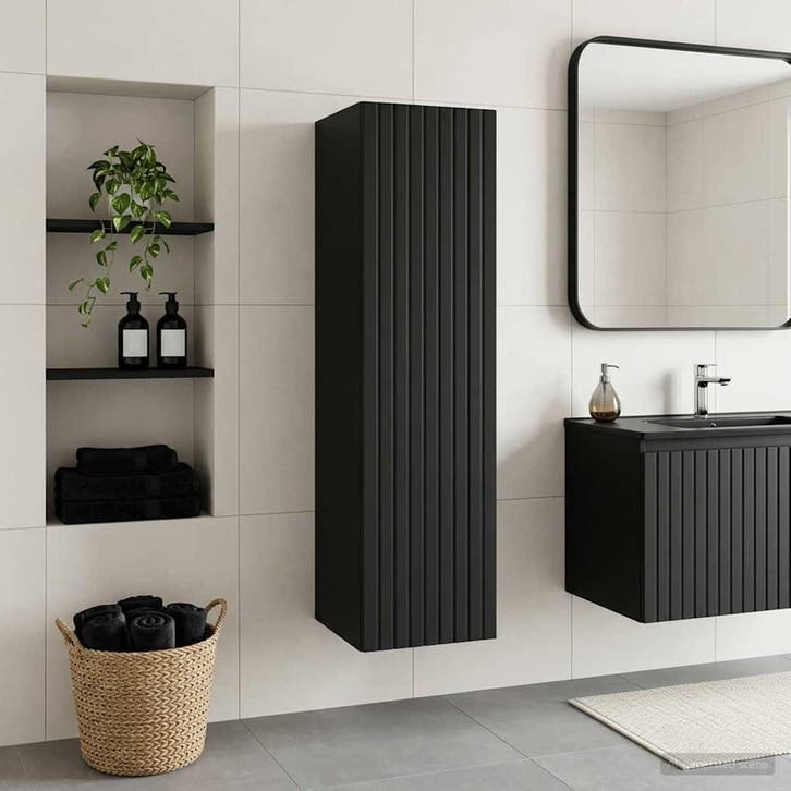 vidaXL Wand Gemonteerde Badkamerkast Zwart 33 x 34,5 x 100, Huis en Inrichting, Tafels | Kaptafels, Nieuw, Verzenden