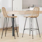 vidaXL Barkruk 2 pcs 44 x 52 x 111 cm Riet en IJzer, Huis en Inrichting, Barkrukken, Verzenden, Nieuw