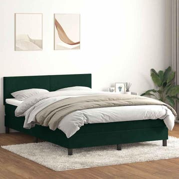 vidaXL Boxspring met matras en LED fluweel donkergroen, Huis en Inrichting, Slaapkamer | Bedden, Verzenden, Stof, Groen, Nieuw