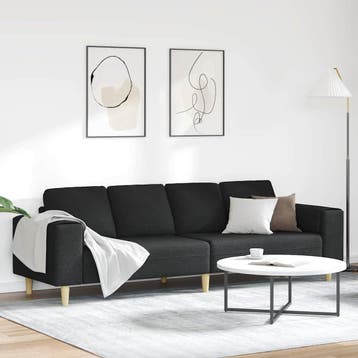 vidaXL Woonkamer Bank Zwart 250 x 77 x 76 cm Polyester, Verzenden, Nieuw, Kunststof, Minder dan 150 cm