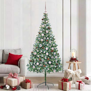 vidaXL Kunstkerstboom Groen 210 cm PVC en Staal, Verzenden, Nieuw