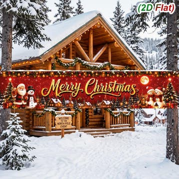 Kerstdecoratie Kerst Tuinbanner 200 x 40 cm – Kerstman, Diversen, Verzenden, Nieuw