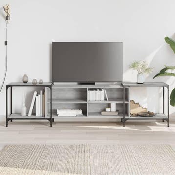 vidaXL Tv-meubel 203x37x50 cm bewerkt hout grijs sonoma, Verzenden, Nieuw, 200 cm of meer, Minder dan 100 cm
