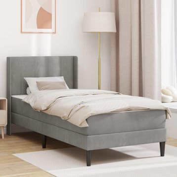 vidaXL Bedframe met matras Lichtgrijs 90 x 190 cm fluweel, Verzenden, Nieuw, Eenpersoons, Stof