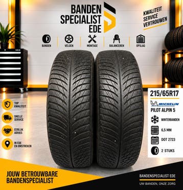 215/65/17 MICHELIN PILOT ALPIN 5 6,5MM 2 STUKS €120,- (2723), Ophalen, 17 inch, Winterbanden, Band(en)