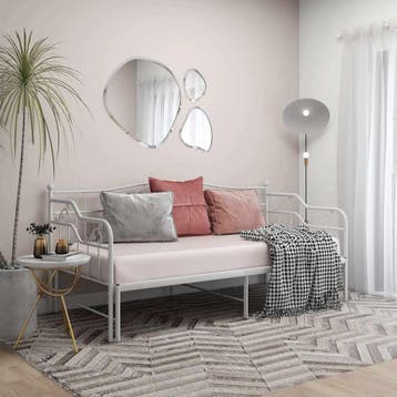 vidaXL Slaapbank uittrekbaar metaal wit 90x200 cm, Huis en Inrichting, Slaapkamer | Bedden, 90 cm, Eenpersoons, Verzenden, Wit