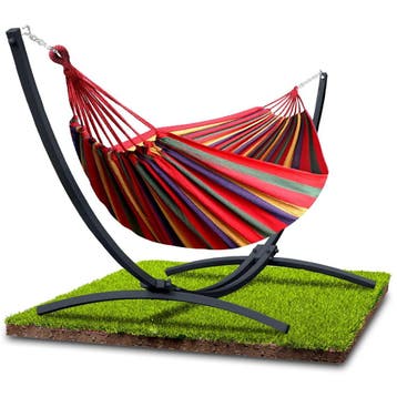 Stevige Hangmat Rood/Oranje | 220kg | Gratis Verzending, Meerpersoons, Nieuw, Ophalen of Verzenden, Met standaard