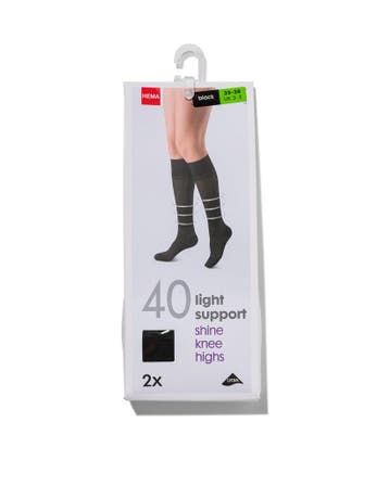 HEMA 2-pak kniekousen licht ondersteunend 40 denier zwart, Verzenden, Nieuw, Zwart