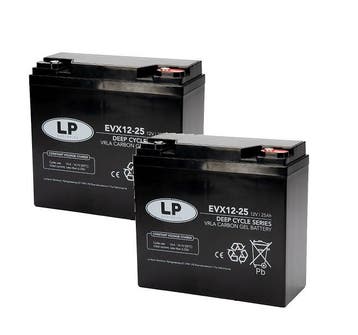 Landport (LP) 2x EVX12-25 AGM / GEL / Carbon accus 12 volt, Caravans en Kamperen, Ophalen of Verzenden, Nieuw