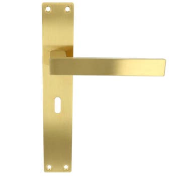 Deurklink Rechthoek op schild SL56 PVD mat goud, Verzenden, Nieuw