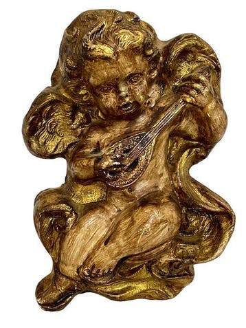 Figuur - Engel met Mandoline - 23,5 cm - Gips