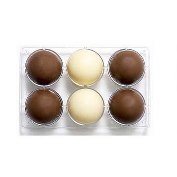 Chocolade Holvorm Halve Bol (6x) Ø75 mm, Verzenden, Nieuw