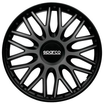 4-Delige Sparco Wieldoppen  Roma 14-inch grijs/zwart, Auto diversen, Wieldoppen, Verzenden, Nieuw