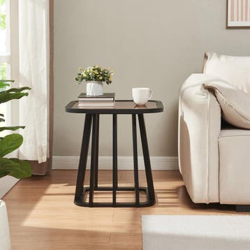 Bijzettafel Burgess 51x51x51 cm zwart en walnootkleurig [en., Huis en Inrichting, Verzenden, Nieuw