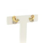 Tricolor gouden oorstekers met zirconia (Oorbellen), Sieraden, Tassen en Uiterlijk, Oorbellen, Gebruikt, Overige kleuren, Ophalen of Verzenden