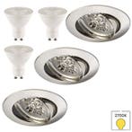 Set van 3 inbouwspots Lucca geborsteld nikkel + LED spots, Verzenden, Nieuw
