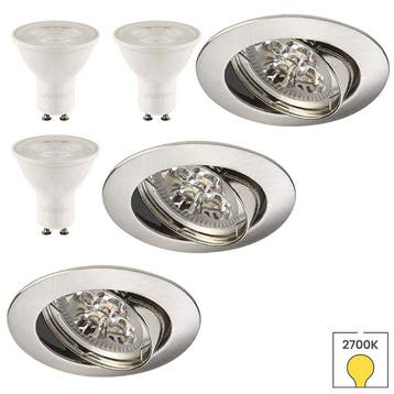 Set van 3 inbouwspots Lucca geborsteld nikkel + LED spots, Verzenden, Nieuw, Overige typen
