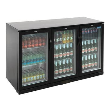Polar G-serie 3-deurs barkoeling met klapdeuren zwart 330 li, Verzenden, Nieuw in verpakking, Koelen en Vriezen
