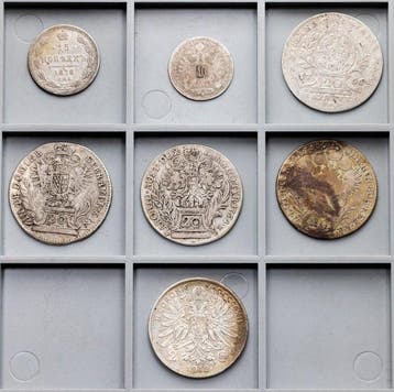 Europa. Lot of 7 coins, various denominations 1761/1912