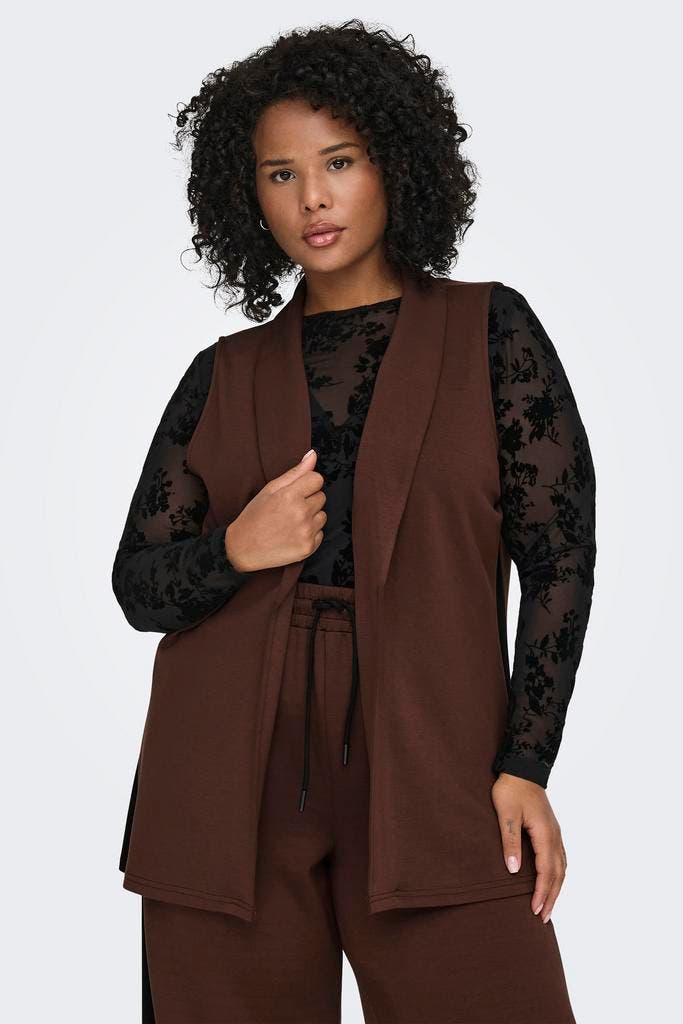 ONLY lange bruin gilet met zijbies Maat:, Kleding | Dames, Jasjes, Kostuums en Pakken, Overige kleuren, Nieuw, Verzenden