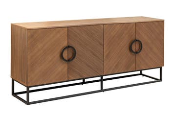 Dressoir GRANDEZZA 180 cm, walnoothoutlook met zwart metalen, Ophalen of Verzenden, Nieuw