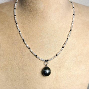 Zonder minimumprijs - Halsketting Zilver Parel - Spinel -, Nieuw