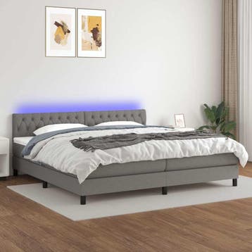 vidaXL Boxspring met matras en LED stof donkergrijs 200x200, Verzenden, Overige maten, 200 cm, Nieuw