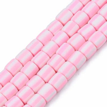 20 x handgemaakte polymeer klei kralen pink 6,5 x 6mm gat..., Ophalen of Verzenden, Nieuw, Kraal