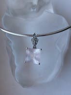 Zilver, Torque - Pink Quartz - Ketting met hanger - Art