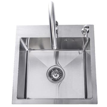 Spoelbak + keukenkraan | Gootsteen | RVS | 44x44cm | Zilver, Huis en Inrichting, Keuken | Keukenelementen, Verzenden, Nieuw
