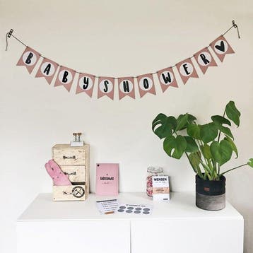 Hippe Kaartjes - Babyshower slinger roze, Verzenden, Nieuw